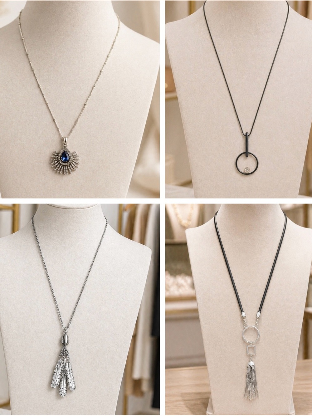 4 Elegant Long Pendant Necklaces - WHBM